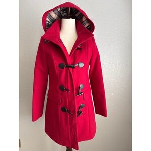 Tommy Hilfiger Red Hooded Pea Coat